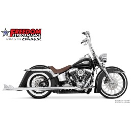 EXHAUSTS CLASSIC FISHTAIL 2.5" TRUE-DUALS 42" CHROME HARLEY DAVIDSON FXST FLST SOFTAIL 07-17