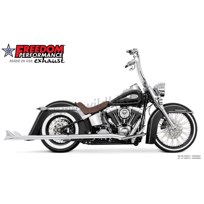 SCARICHI CLASSIC FISHTAIL 2,5" TRUE-DUALS 42" CROMATI HARLEY DAVIDSON FXST FLST SOFTAIL 07-17