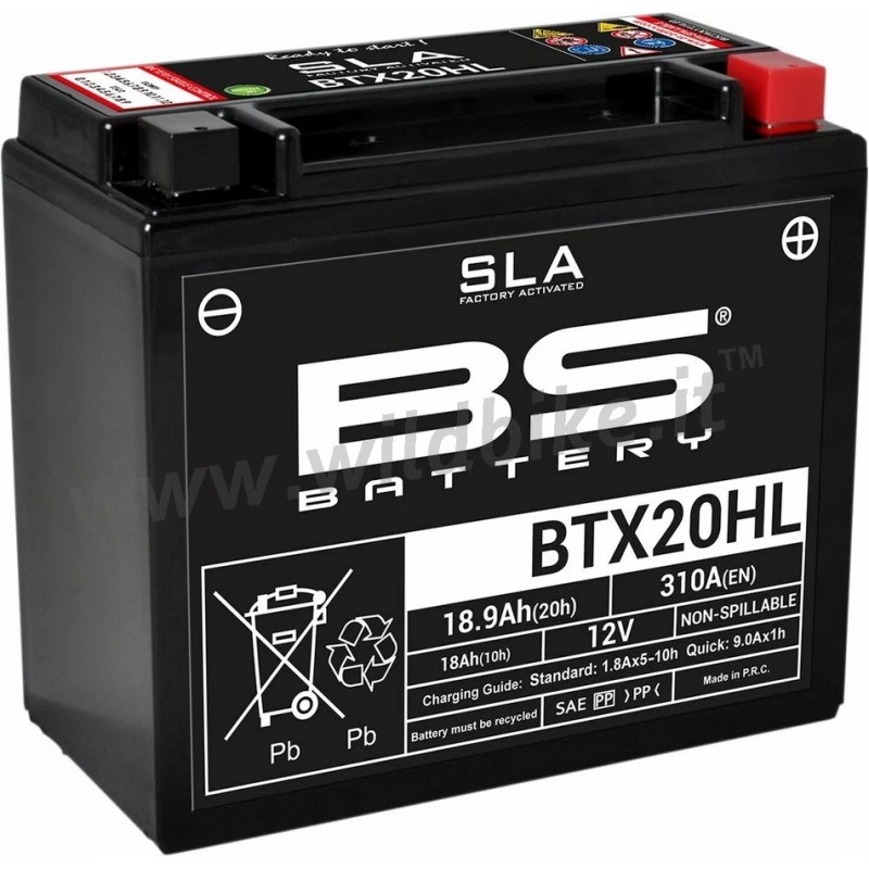 BATTERIA ALTE PRESTAZIONI AGM BS BTX20HL SLA 12V 18 AH CCA 310 HARLEY DAVIDSON SOFTAIL 2018-25