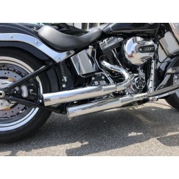 BLACK EXHAUSTS MUFFLERS MCJ BIG SHORT 90 EU APPROVED HARLEY DAVIDSON FXST FLST SOFTAIL 07-17