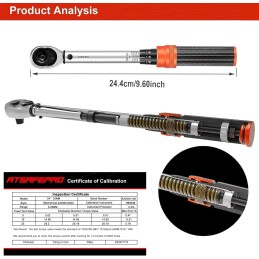 CHIAVE DINAMOMETRICA PROFESSIONALE IN KIT 1/4" 5-25 NM 11 BIT PER MOTO