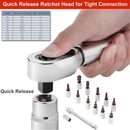 PROFESSIONAL TORQUE WRENCH KIT 1/4" 5-25 NM 11 BIT FOR MOTORCYCLE