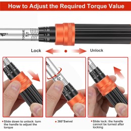 PROFESSIONAL TORQUE WRENCH KIT 1/4" 5-25 NM 11 BIT FOR MOTORCYCLE