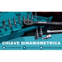 KIT CLÉ DYNAMOMÉTRIQUE PROFESSIONNELLE 1/4" 5-25 NM 12 BIT POUR MOTO