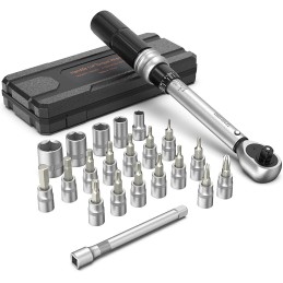 PROFESSIONAL TORQUE WRENCH KIT 1/4" 5-25 NM 20 BIT FOR MOTORCYCLE