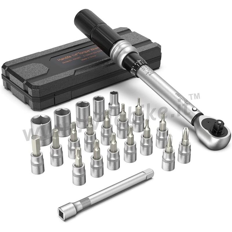 PROFESSIONELLES DREHMOMENTSCHLÜSSEL KIT 1/4" 5-25 NM 20 BIT FÜR MOTORRAD