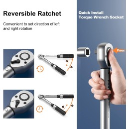 KIT CLÉ DYNAMOMÉTRIQUE PROFESSIONNELLE 1/4" 5-25 NM 20 BIT POUR MOTO