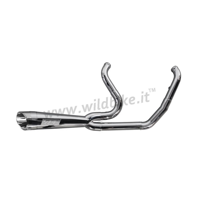 EXHAUST 2-INTO-1 TBR SHORTY TURN-OUT INOX POLISHED HARLEY DAVIDSON FLH FLT TOURING 95-16