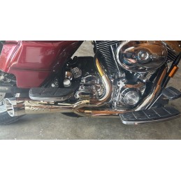 AUSPUFF 2-INTO-1 TBR SHORTY TURN-OUT INOX POLIERTER HARLEY DAVIDSON FLH FLT TOURING 95-16