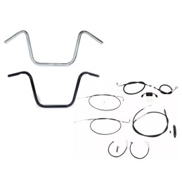 GUIDON COMPLET APE HANGER 12" AVEC CÂBLE HARLEY DAVIDSON XL SPORTSTER ABS 14-22