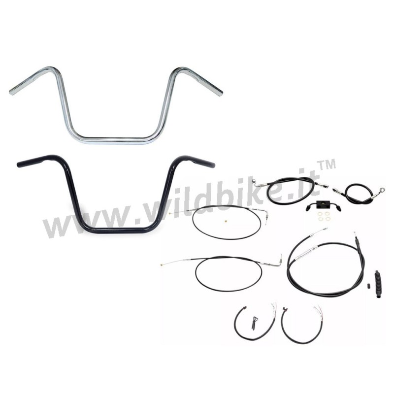 MANUBRIO COMPLETO APE HANGER 12" CON CAVI HARLEY DAVIDSON XL SPORTSTER ABS 14-22