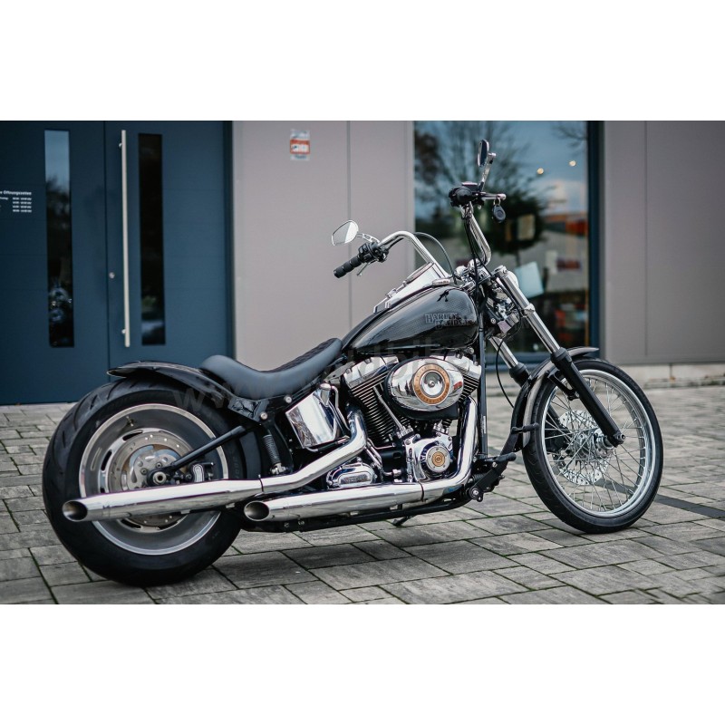 EXHAUSTS MUFFLERS MCJ ROYAL 80 SLIP-ON CHROME EU APPROVED HARLEY DAVIDSON FXS FLS SOFTAIL 1993-2017