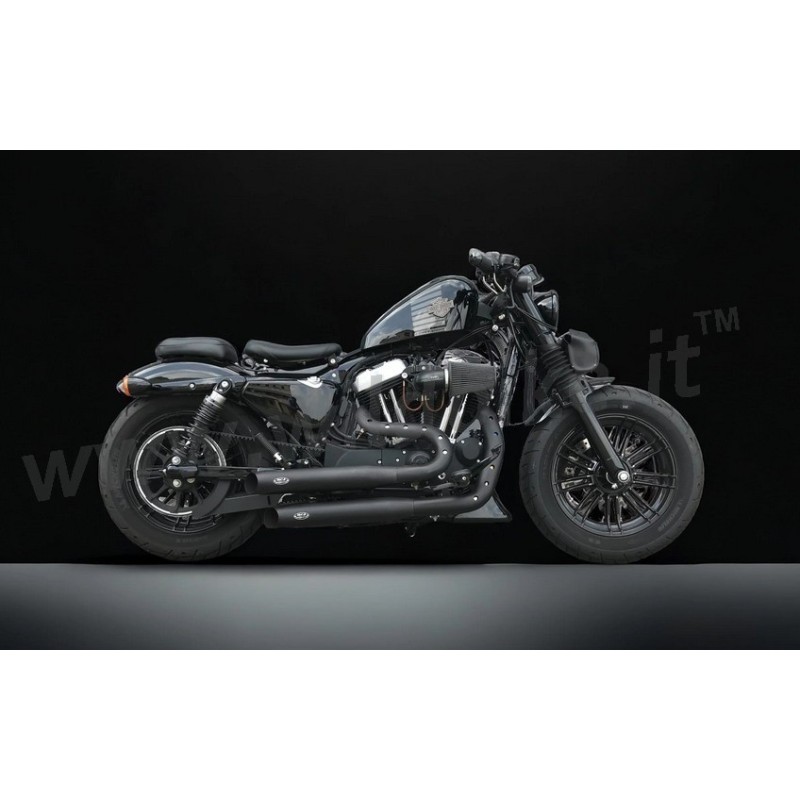 SCARICHI COMPLETI MCJ ROYAL CORTI OMOLOGATI NERI HARLEY DAVIDSON XL SPORTSTER 14-21