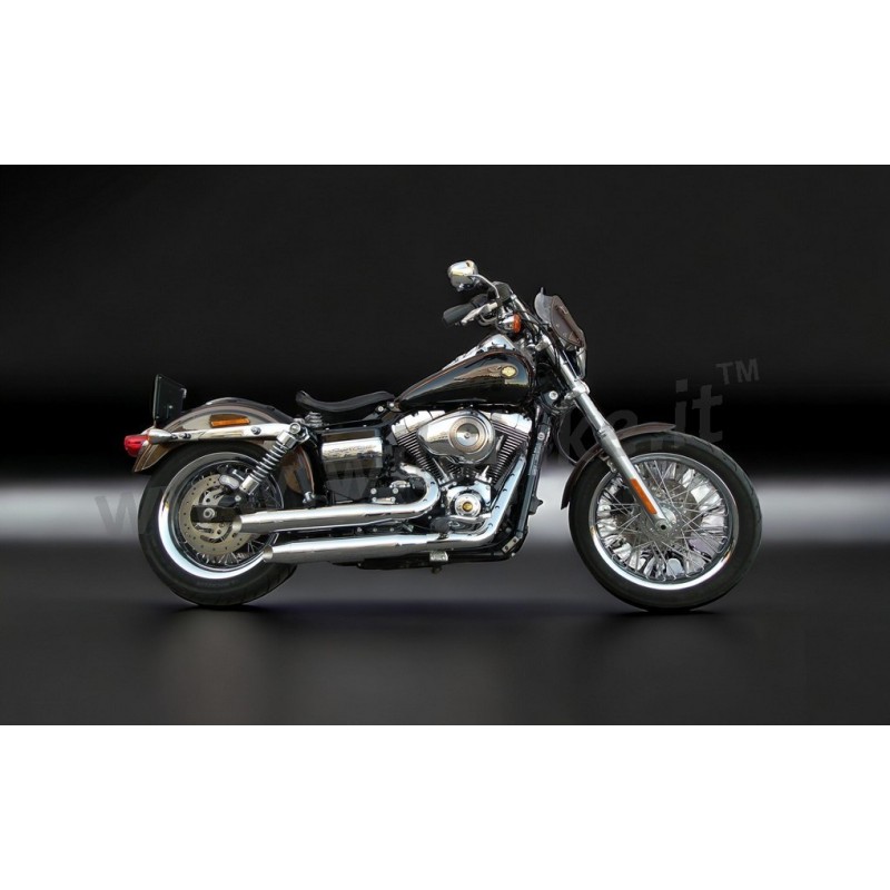 AUSPUFFANLAGEN MCJ 2IN2 ROYAL KURZ CHROM EU ZUGELASSEN HARLEY DAVIDSON FXD DYNA 06-17