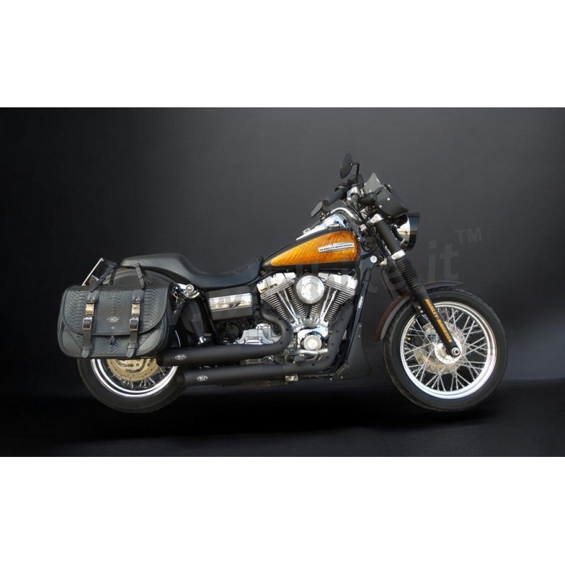 BLACK EXHAUSTS MCJ 2IN2 ROYAL SHORT EU APPROVED HARLEY DAVIDSON FXD DYNA 06-17