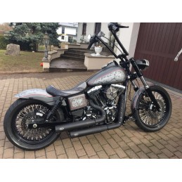 BLACK EXHAUSTS MCJ 2IN2 ROYAL SHORT EU APPROVED HARLEY DAVIDSON FXD DYNA 06-17