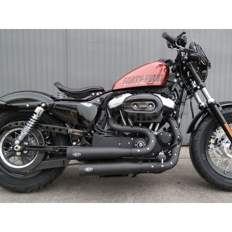 SYSTEME D'ÉCHAPPEMENTS MCJ ROYAL COURT APPROUVÉ EU NOIR HARLEY DAVIDSON XL SPORTSTER 04-13