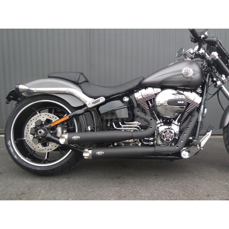 SCARICHI COMPLETI MCJ ROYAL CORTI OMOLOGATI NERI HARLEY DAVIDSON SOFTAIL FXSB BREAKOUT 13-17