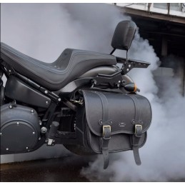 SACOCHE LATÉRAL MCJ EN CUIR VINTAGE NOIR HARLEY DAVIDSON SOFTAIL M-EIGHT 18-24