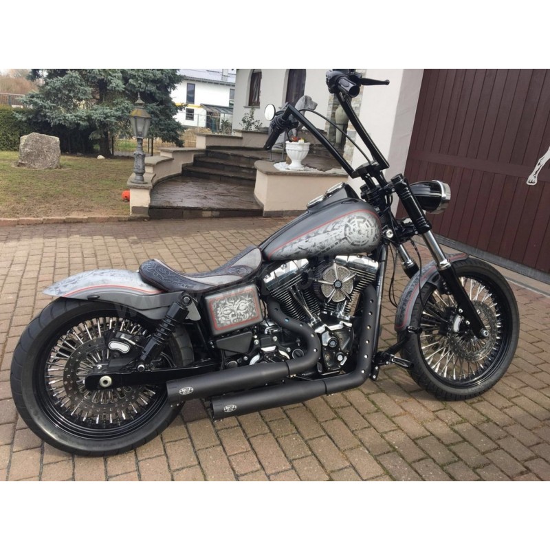 SCARICHI MCJ 2IN2 ROYAL CORTI NERI OMOLOGATI HARLEY DAVIDSON FXD DYNA 95-06