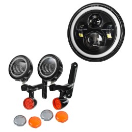 KIT ILLUMINAZIONE FARI NERI A LED ANGEL EYE HARLEY DAVIDSON FLH TOURING 94-23