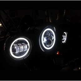SCHEINWERFER KIT SCHWARZES LED ANGEL EYE FÜR HARLEY DAVIDSON FLH TOURING 94-23
