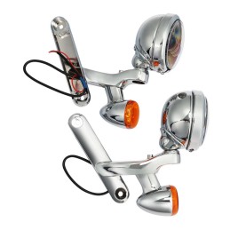 UMRÜSTSATZ BELEUCHTUNG CHROM LED SCHEINWERFER FÜR HARLEY DAVIDSON FLH TOURING 1999-20
