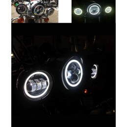 SCHEINWERFER KIT CHROM LED ANGEL EYE FÜR HARLEY DAVIDSON FLH TOURING 94-23