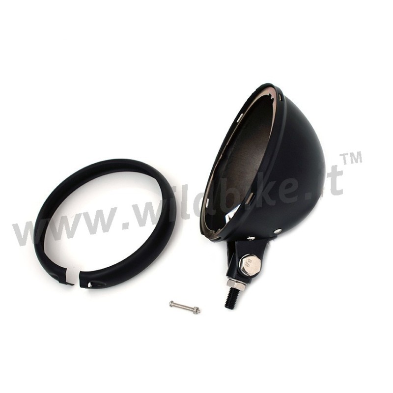 HEADLIGHT HOUSING SHELL FLAT BLACK BOTTOM MOUNT 5-3/4" 145 MM MOTORCYCLE