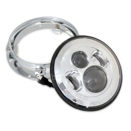 PARABOLA CORPO FARO ANTERIORE A LED 7" OMOLOGATO CROMATO HARLEY DAVIDSON FLH FLT TOURING 94-17