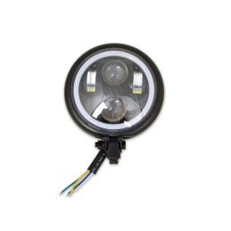 PHARE AVANT 5.75" 145 MM LED ANGEL EYE NOIR MATTE POUR MOTO ET HARLEY DAVIDSON