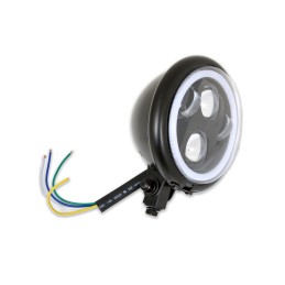 FARO FANALE CUSTOM 5.75" 145 MM LED ANGEL EYE NERO OPACO PER MOTO E HARLEY DAVIDSON