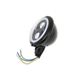 PHARE AVANT 5.75" 145 MM LED ANGEL EYE NOIR MATTE POUR MOTO ET HARLEY DAVIDSON