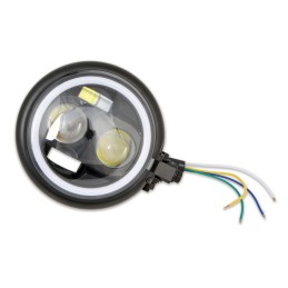 HEADLIGHT FLAT BLACK 5.75" 145 MM LED ANGEL EYE MOTORCYCLE AND HARLEY DAVIDSON