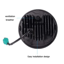 HEADLIGHT FLAT BLACK 5.75" 145 MM 12 LED SUPERLIGHT EMC EU APPROVED MOTORCYCLE AND HARLEY DAVIDSON