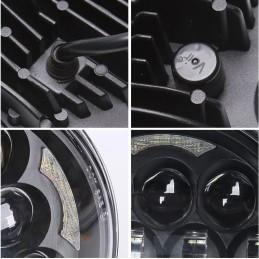 SCHEINWERFER MATT SCHWARZ 5.75" 145 MM 12 LED EMC SUPERLIGHT EU ZULASSUNG MOTORRAD UND HARLEY DAVIDSON