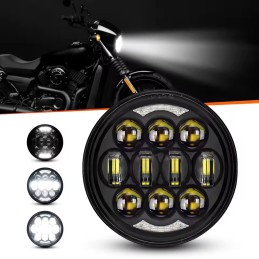 CORPS DE PHARES AVANT À 12 LED EMC EU APPROUVÉ 5.75 SUPERLIGHT NOIR POUR MOTOCYCLETTE