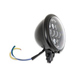 SCHEINWERFER MATT SCHWARZ 5.75" 145 MM 12 LED EMC SUPERLIGHT EU ZULASSUNG MOTORRAD UND HARLEY DAVIDSON