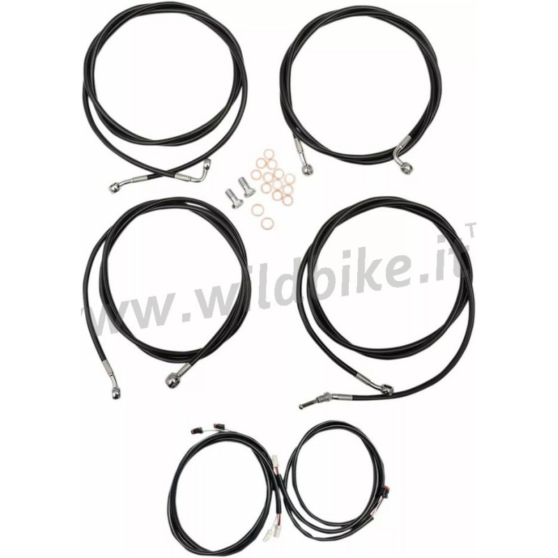 KITS CABLE/LIGNE PROLONGÉ GUIDON APE HANGER 15"/17" NOIR HARLEY DAVIDSON FLH FLT TOURING 2017-20