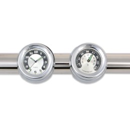 SET HORLOGE ET THERMOMÈTRE UNITECH HM CHROME GUIDON MOTO CUSTOM ET HARLEY DAVIDSON