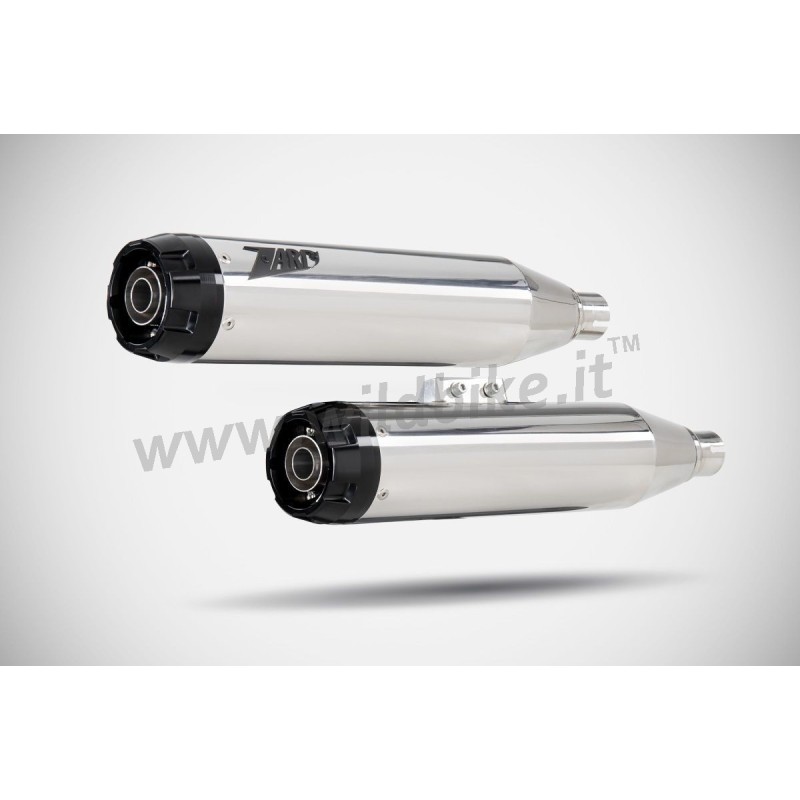 EXHAUSTS MUFFLERS 2INTO2 SLIP-ON ZARD OVERLAPPED INOX POLISHED HARLEY DAVIDSON SOFTAIL 2018-24