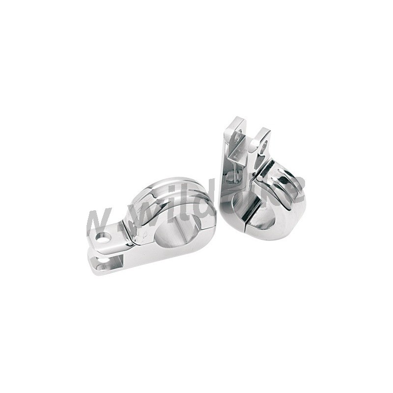 ATTACCHI  PEDANE 2 PARTI CROMATI TUBI PARAMOTORE DA 1,25 " 