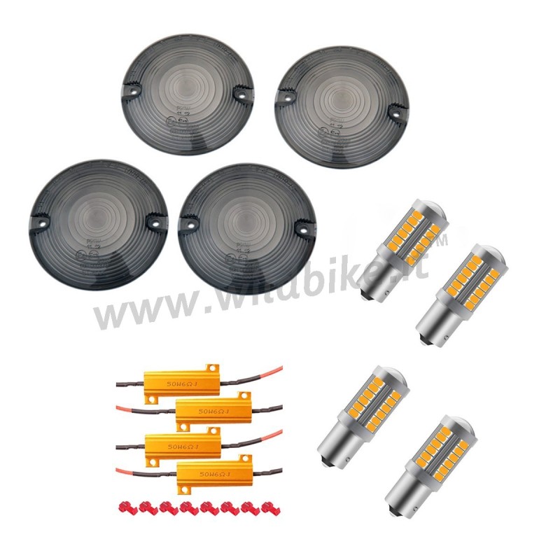 LED UMBAUSATZ GERÄUCHERT BLINKLICHT LINSE HARLEY DAVIDSON FLHR ROAD KING 99-20