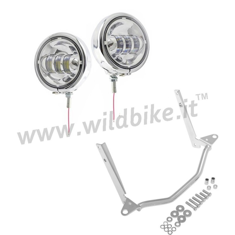 KIT DE PHARES AUXILIAIRES À LED CHROMÉS EU APPROUVÉ CHROME HARLEY DAVIDSON FLS SOFTAIL 00-17