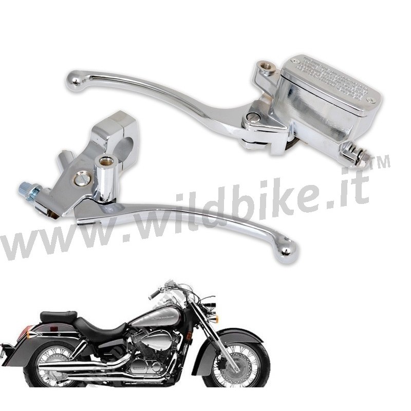 CHROME BRAKE AND CLUTCH LEVERS SET ALUMINUM HONDA VT 600/750 C SHADOW 88-09