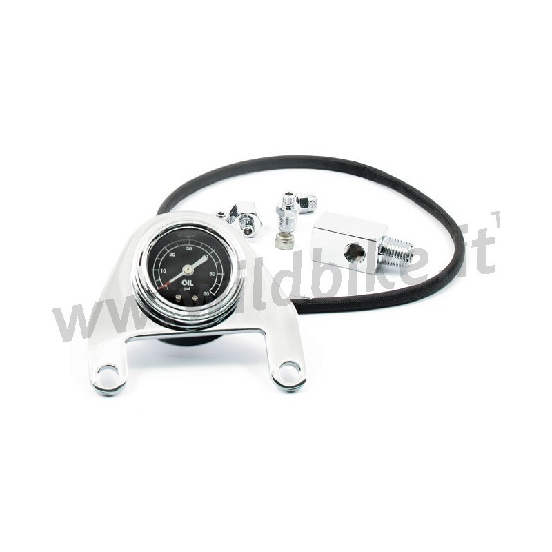 KIT MANOMETRO PRESSIONE OLIO CROMATO 0-60 PSI OEM 75133-99 HARLEY DAVIDSON TWIN CAM 1999-2017