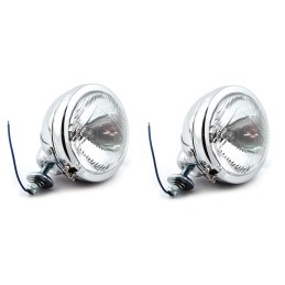 ZUSATZSCHEINWERFER CHROM PAAR 4 1/2" 110 MM MOTORRAD CUSTOM UND HARLEY DAVIDSON
