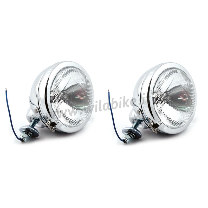 AUXILIARY SPOTLIGHTS KIT CHROME PAIR 4 1/2" 110 MM CUSTOM MOTORCYCLE AND HARLEY DAVIDSON