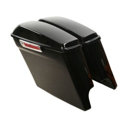 BLACK HARD SADDLEBAGS EXTENDED + 5" HARLEY DAVIDSON FLH FLT TOURING 2014-24