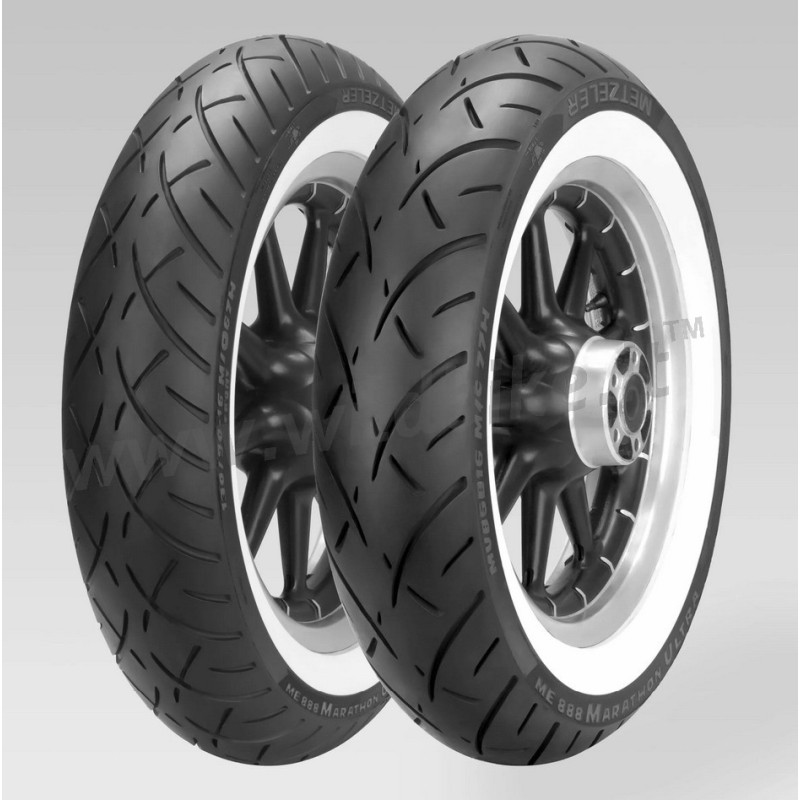 PAIR OF TIRES METZELER ME 888 WHITE BAND HARLEY DAVIDSON XL 1200 C CUSTOM 2005-20